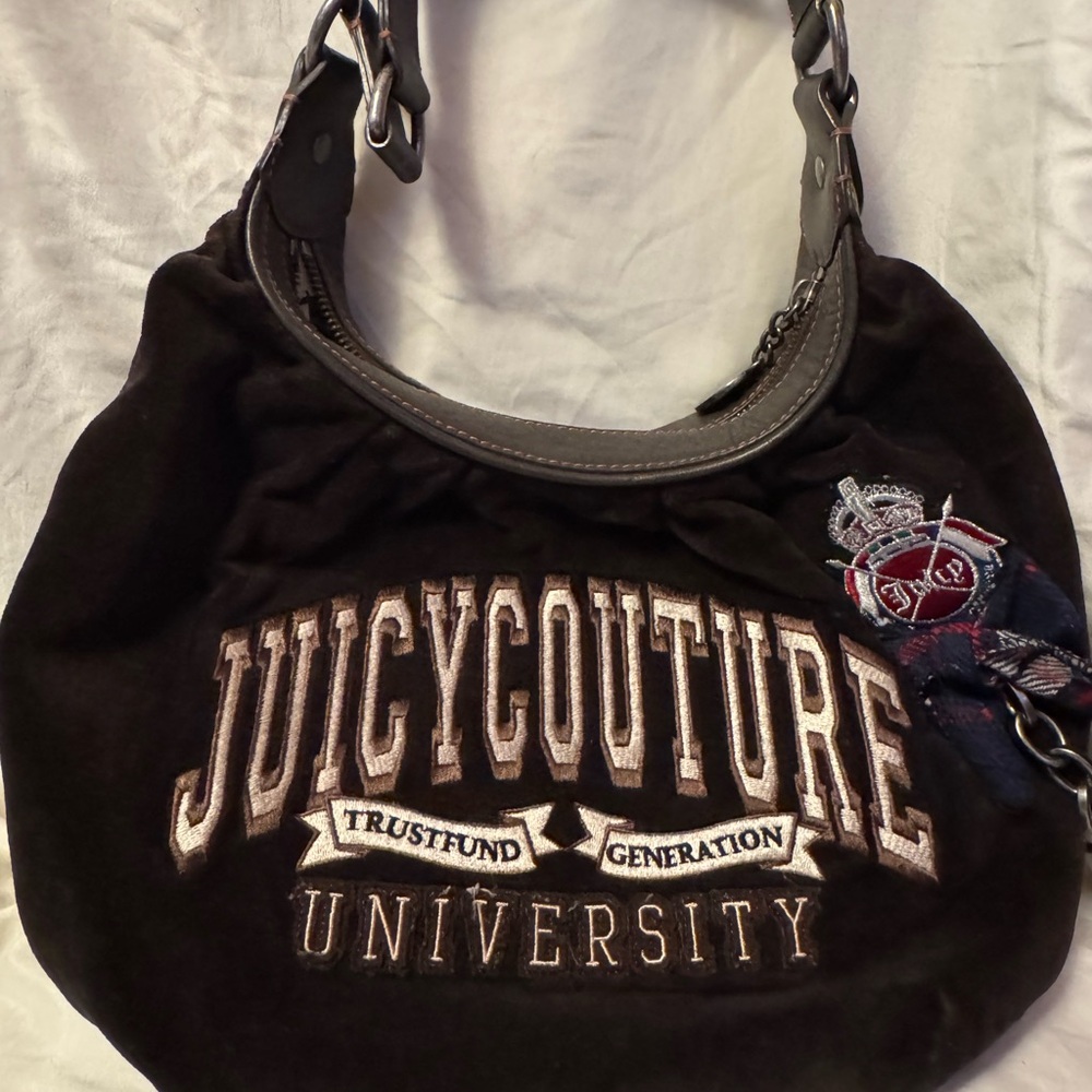 Juicy Couture Black and Gray Shoulder Bag
